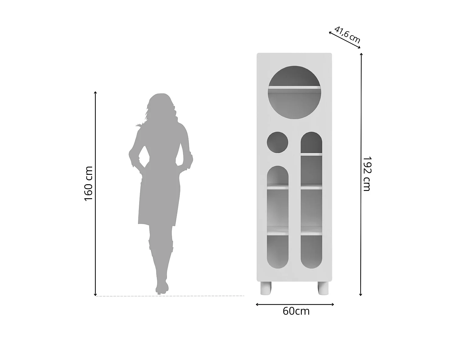 Bücherregal Oko, weiß, 6 fächern, 192 cm