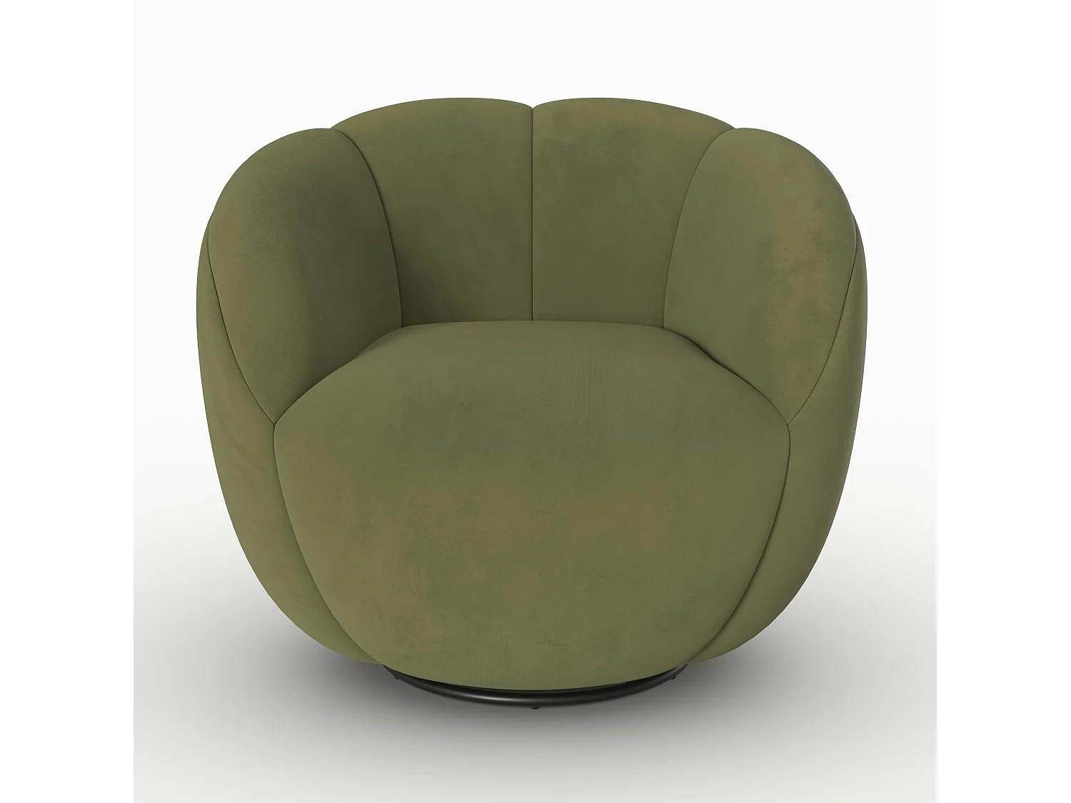 Poltrona girevole in velluto verde oliva scuro - Ysé