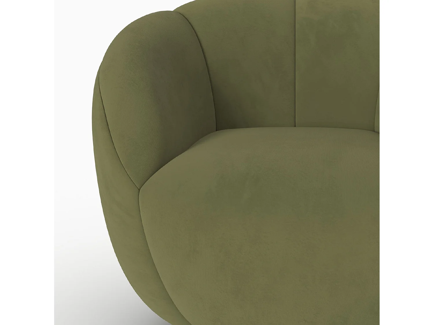 Poltrona girevole in velluto verde oliva scuro - Ysé