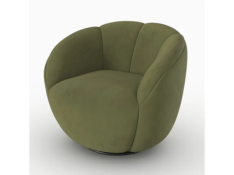 Fauteuil pivotant en velours vert olive foncé - Ysé