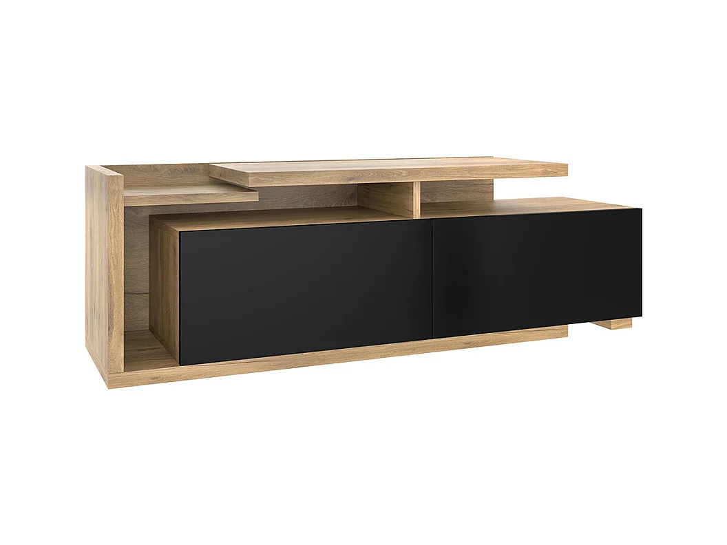 Meuble TV modules mobiles LED design 2-en-1 extensible 2m combinaison libre rangement optimal naturel