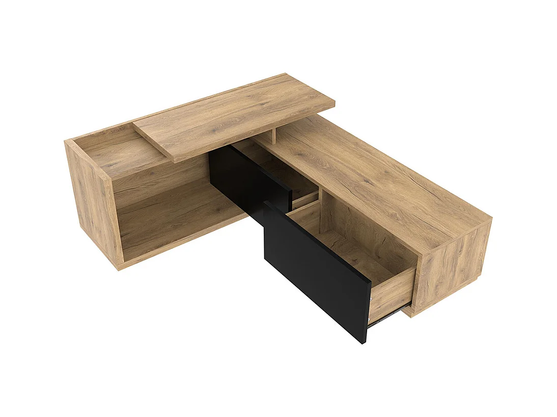 Meuble TV modules mobiles LED design 2-en-1 extensible 2m combinaison libre rangement optimal naturel