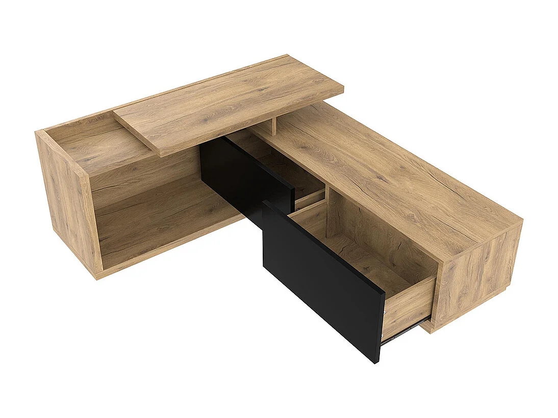 Meuble TV modules mobiles LED design 2-en-1 extensible 2m combinaison libre rangement optimal naturel