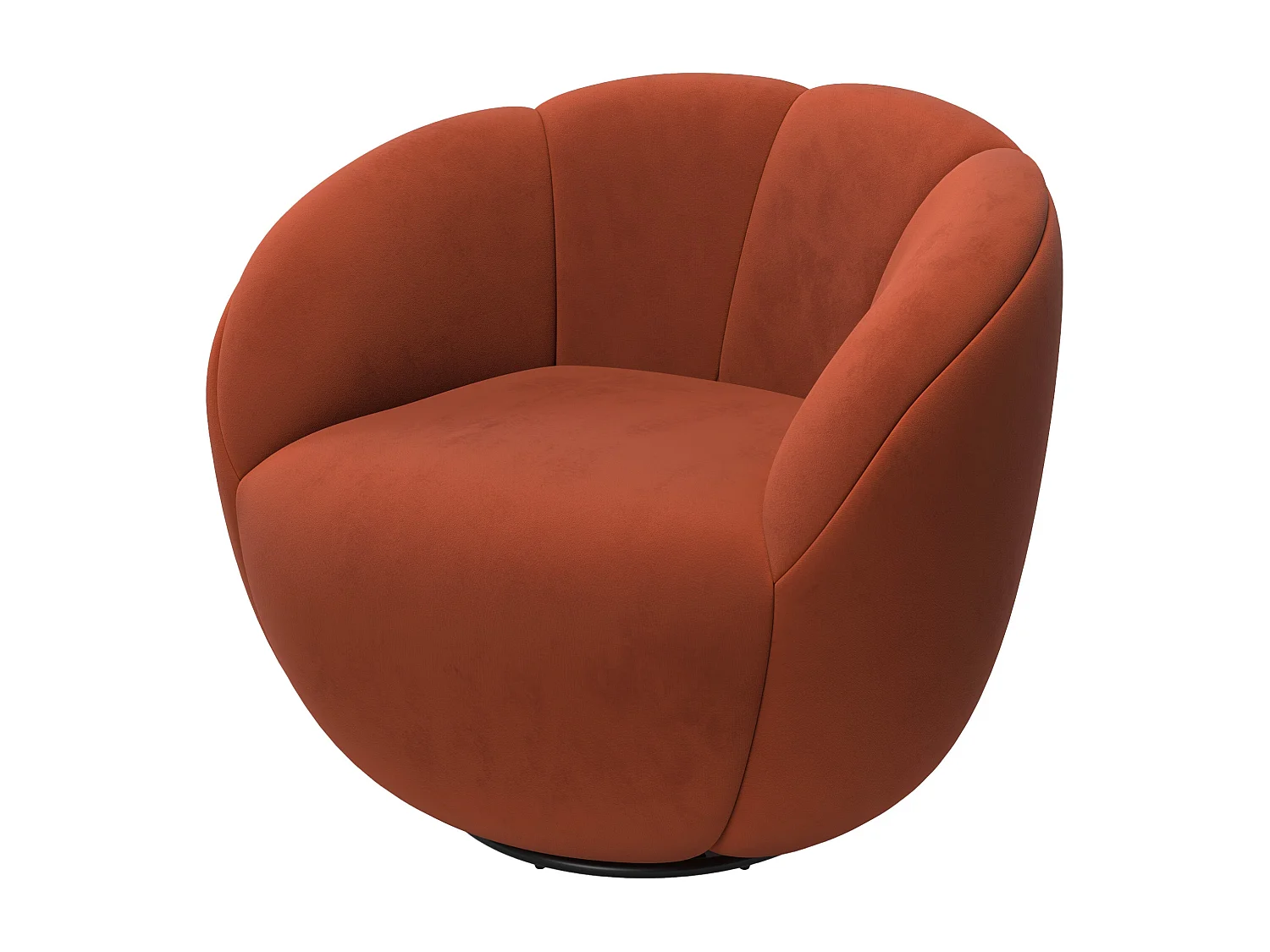 Poltrona girevole in velluto rosso mattone - Ysé