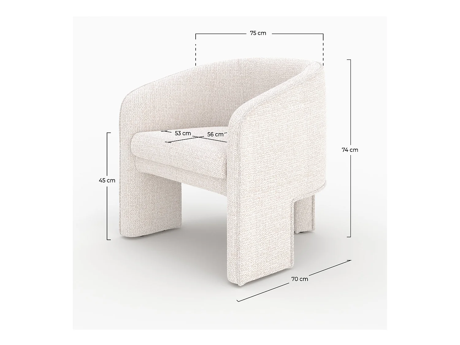 Fauteuil en tissu texturé crème - Nelia