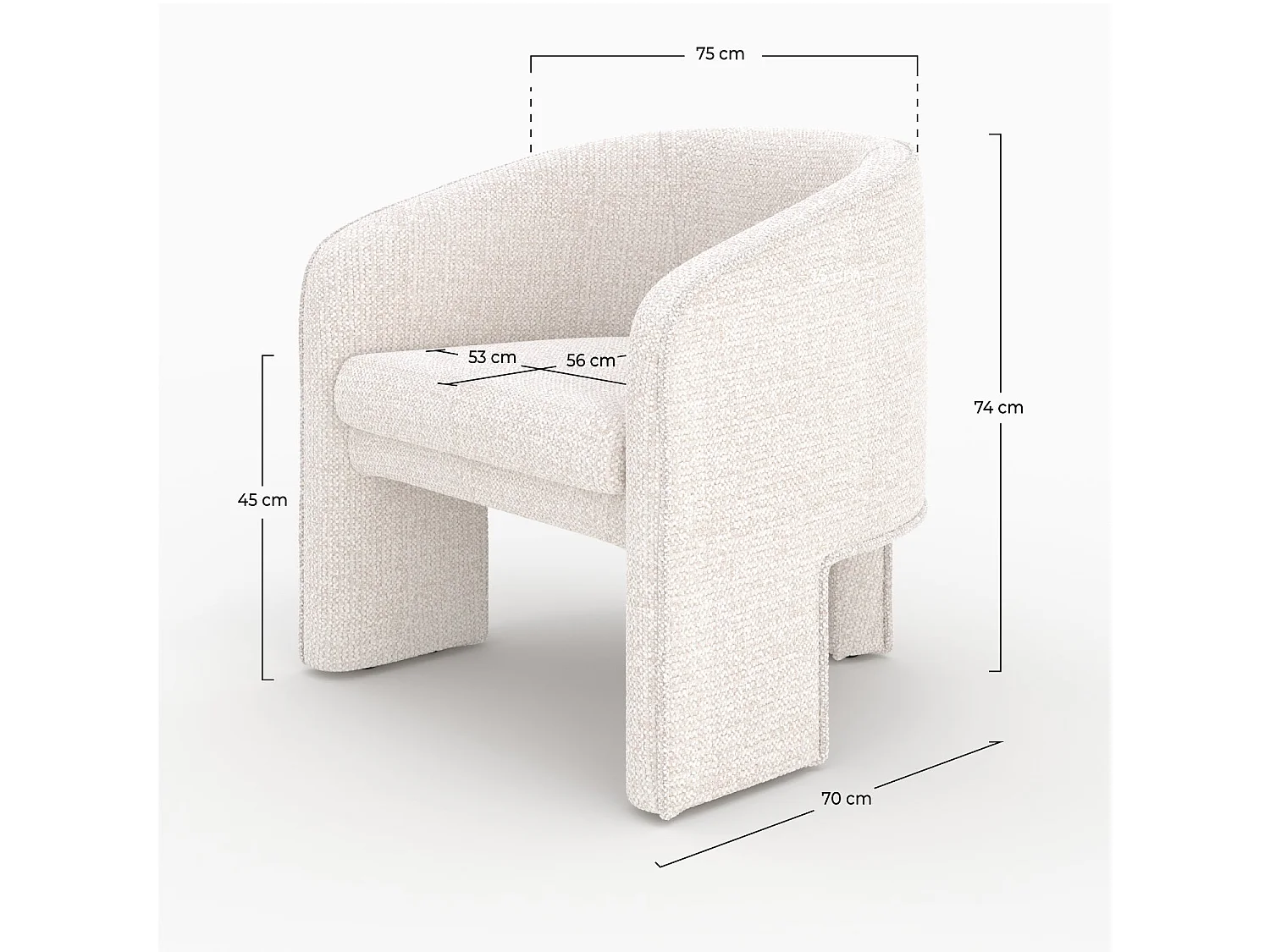 Sillón de tela texturada crema - Nelia