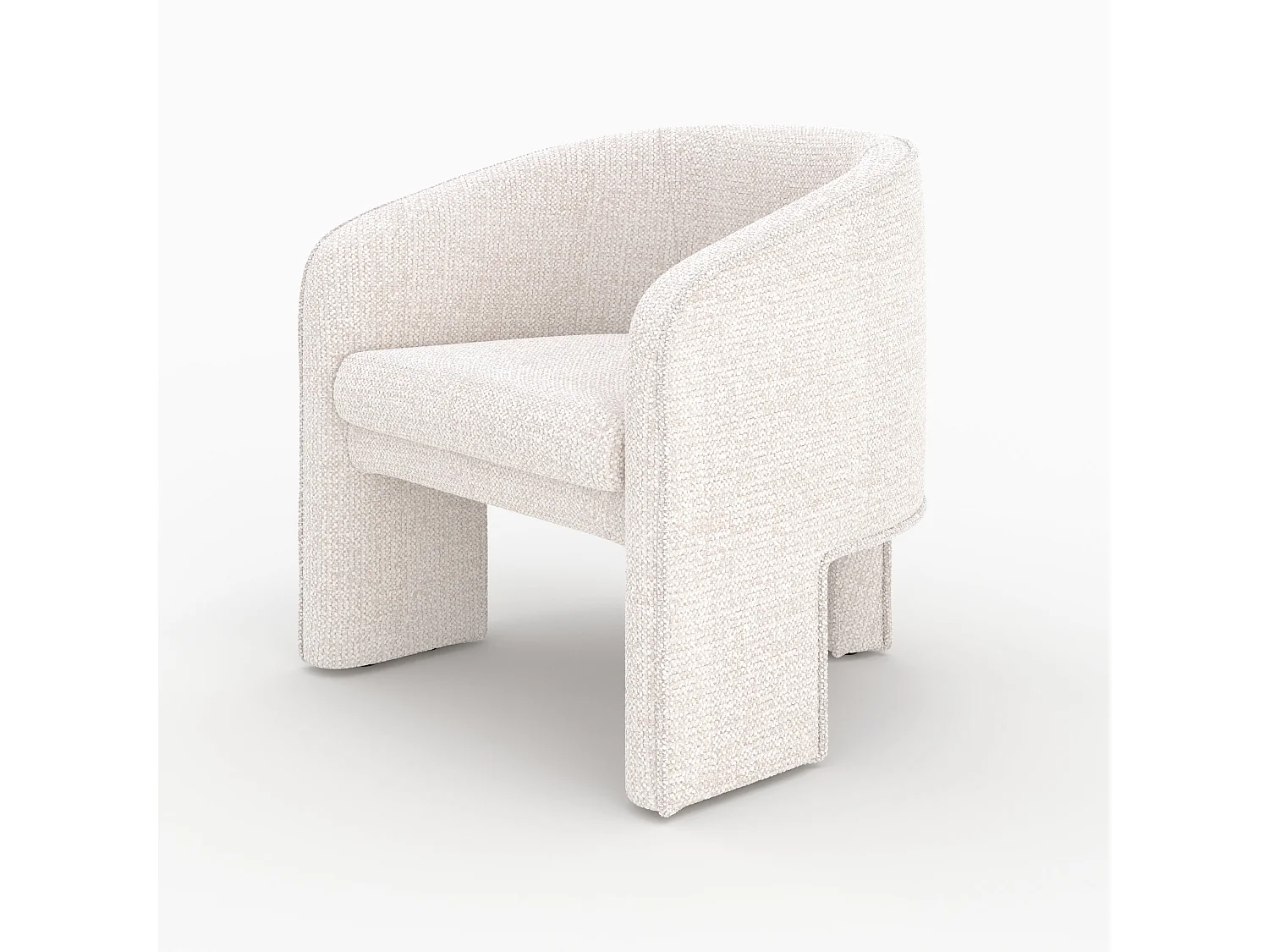 Fauteuil en tissu texturé crème - Nelia