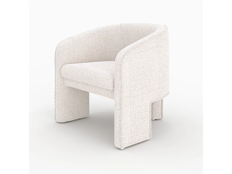 Fauteuil en tissu texturé crème - Nelia