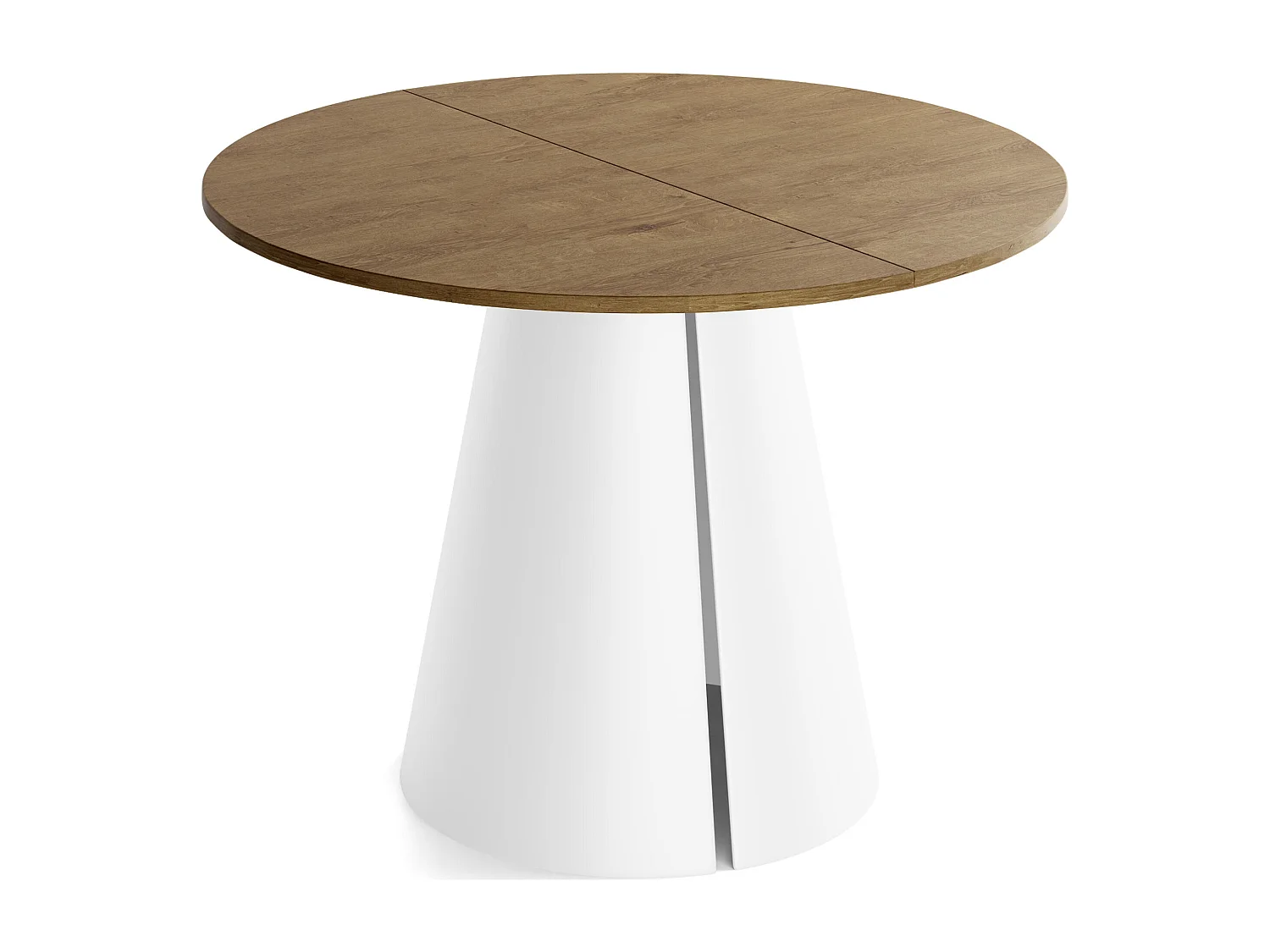Table à Manger Ronde Extensible – 120 à 200cm – Table Industrielle avec Pieds en Métal Coniques Blancs pour 6 à 10 Personnes – Gain de Place – Chêne Marron Rustique