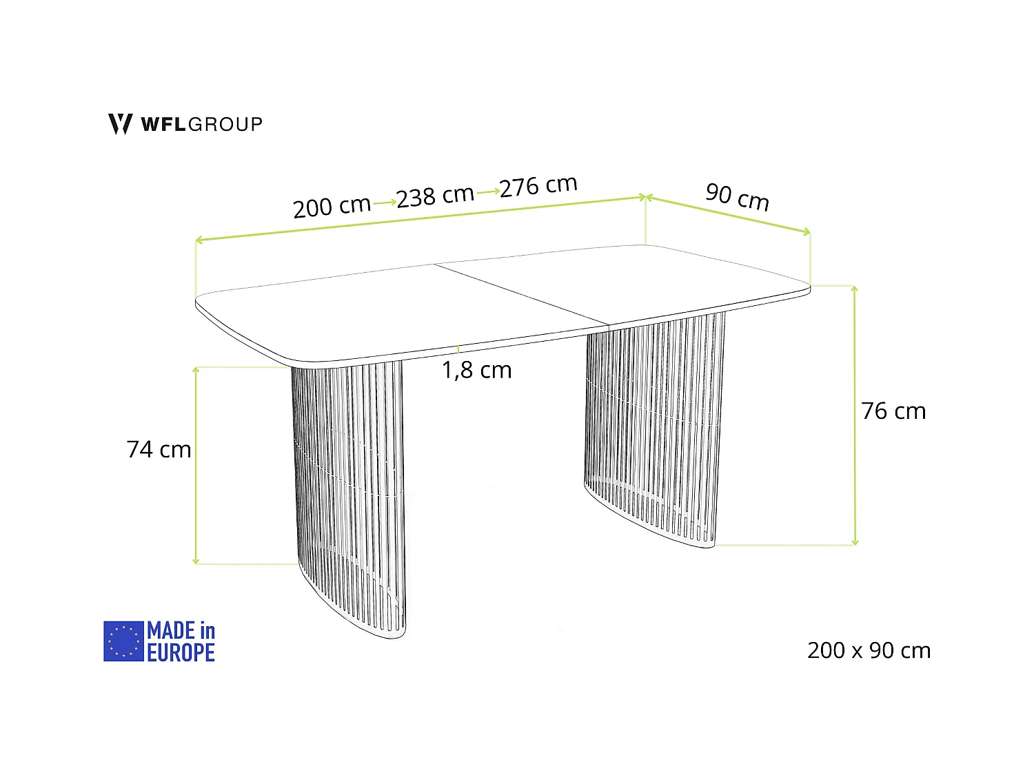 Table à Manger Rectangulaire Extensible à Lamelles Style Loft – 200 à 280 cm – Table avec Pieds en Métal Noir, Coins Arrondis pour 12-16 Personnes – Marbre Noir