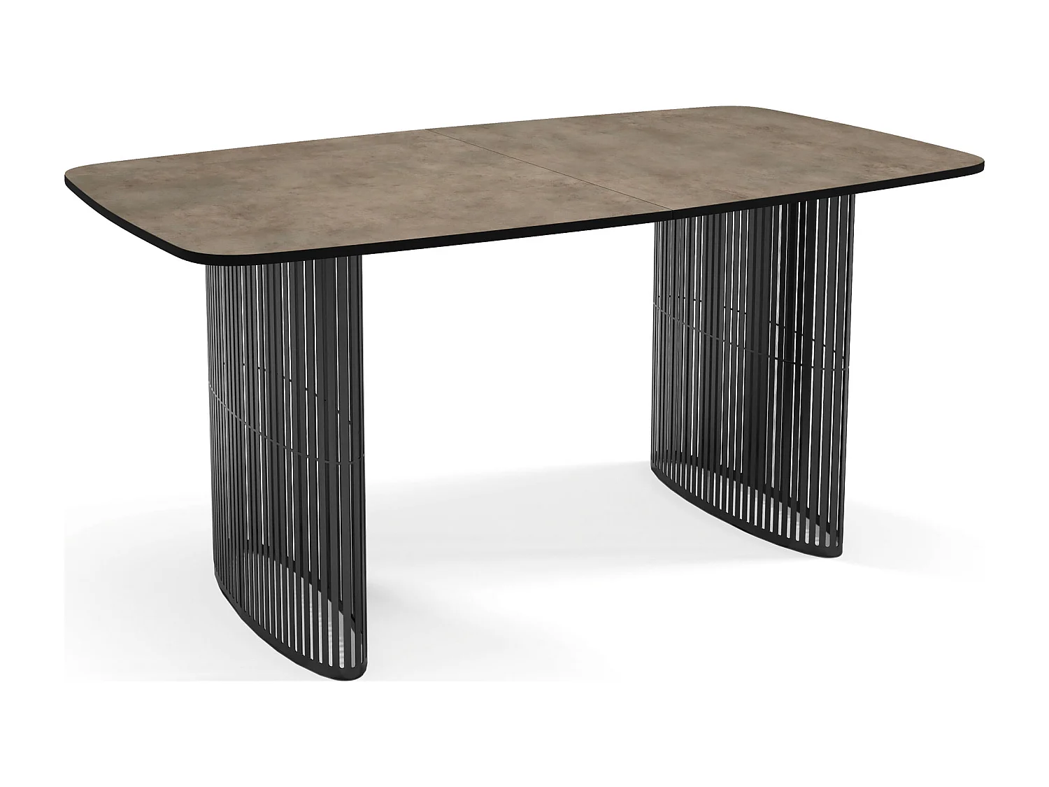 Table à Manger Rectangulaire Extensible à Lamelles Style Loft – 180 à 260cm – Table avec Pieds en Métal Noir, Coins Arrondis pour 10-14 Personnes – Béton Gris Foncé