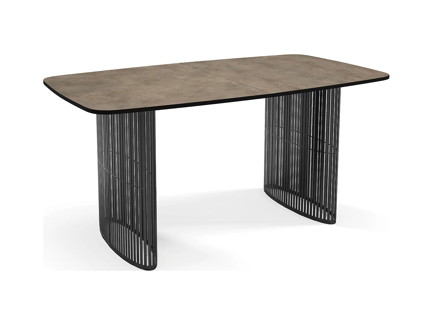 Table à Manger Rectangulaire Extensible à Lamelles Style Loft – 160 à 240 cm – Table avec Pieds en Métal Noir, Coins Arrondis pour 8-12 Personnes – Béton Gris Foncé