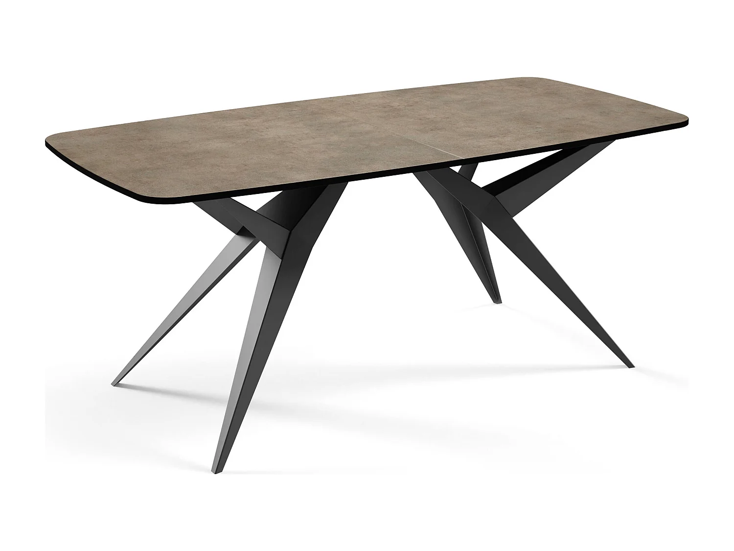 Ausziehbarer Esstisch im Loft-Stil – Rechteckiger Tisch mit Schwarzen Metallbeinen,  Abgerundeten Ecken für 6-10 Personen – 160 cm – Beton-Optik Dunkelgrau