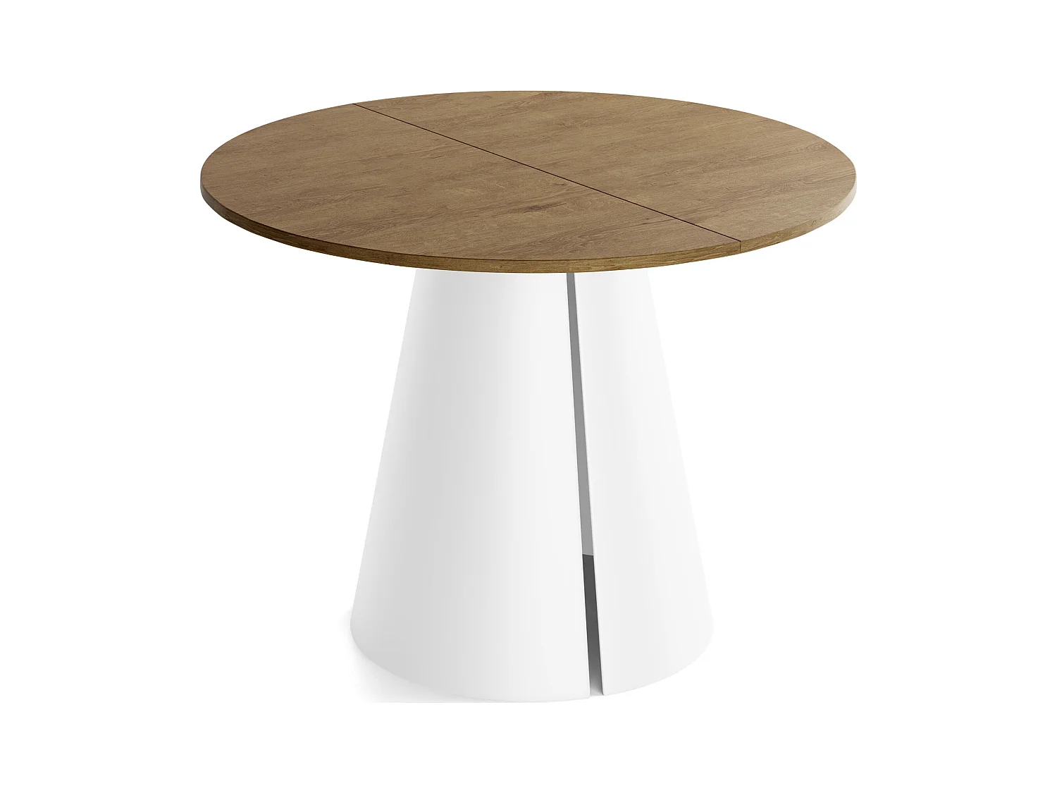 Table à Manger Ronde Extensible – 100 à 180 cm – Table Industrielle avec Pieds en Métal Coniques Blancs pour 5 à 8 Personnes – Gain de Place – Chêne Marron Rustique