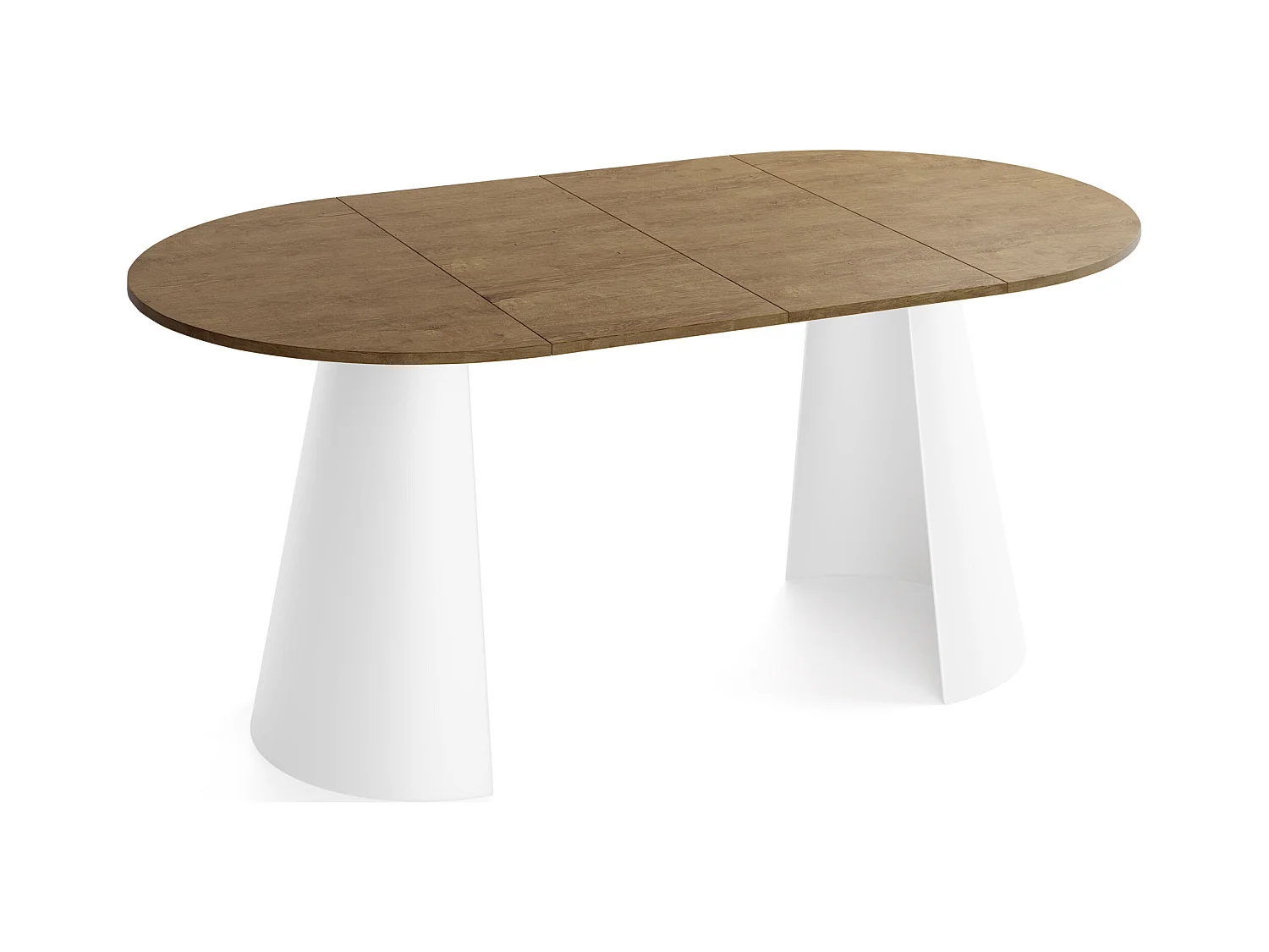 Table à Manger Ronde Extensible – 100 à 180 cm – Table Industrielle avec Pieds en Métal Coniques Blancs pour 5 à 8 Personnes – Gain de Place – Chêne Marron Rustique