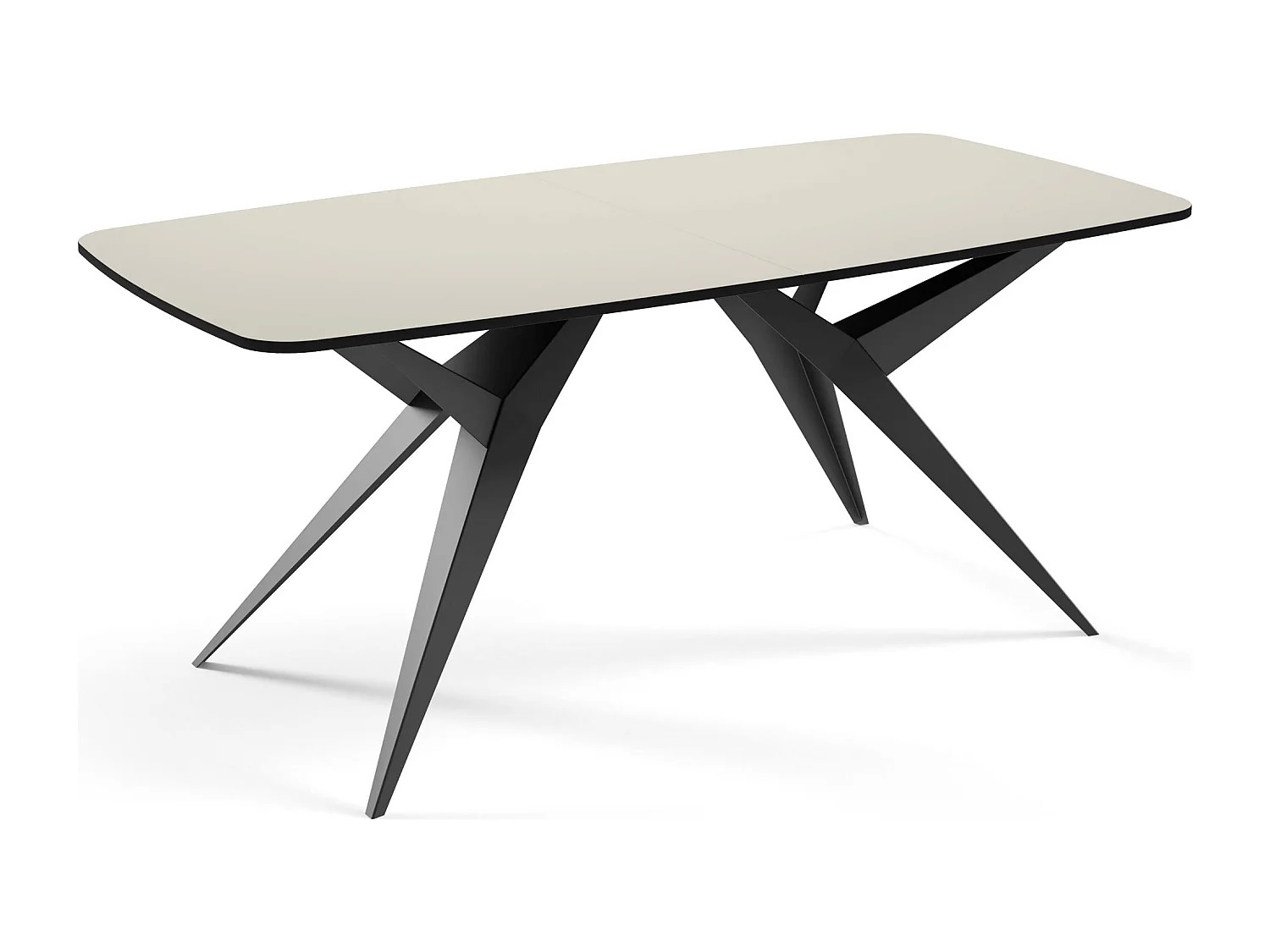 Ausziehbarer Esstisch im Loft-Stil – Rechteckiger Tisch mit Schwarzen Metallbeinen – Industrietisch mit Abgerundeten Ecken für 10-14 Personen – 200cm Beige Cashmere