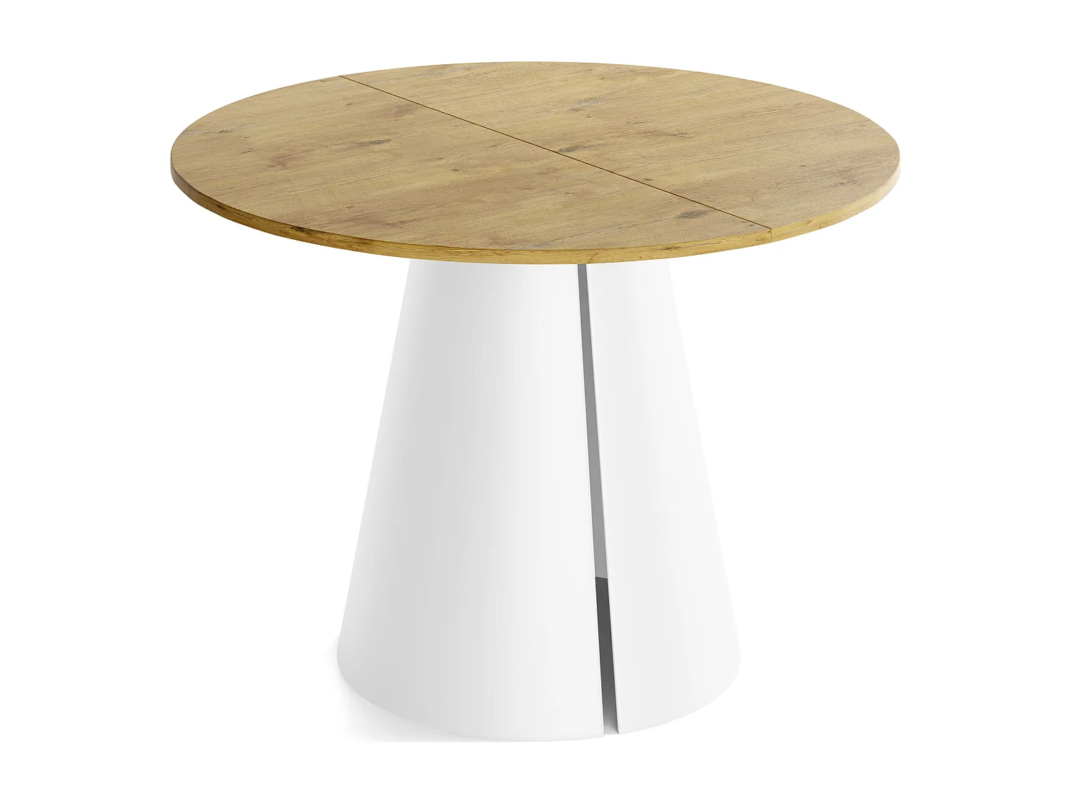 Table à Manger Ronde Extensible – 100 à 180 cm – Table Industrielle avec Pieds en Métal Coniques Blancs pour 5 à 8 Personnes – Gain de Place – Chêne Marron Noyer