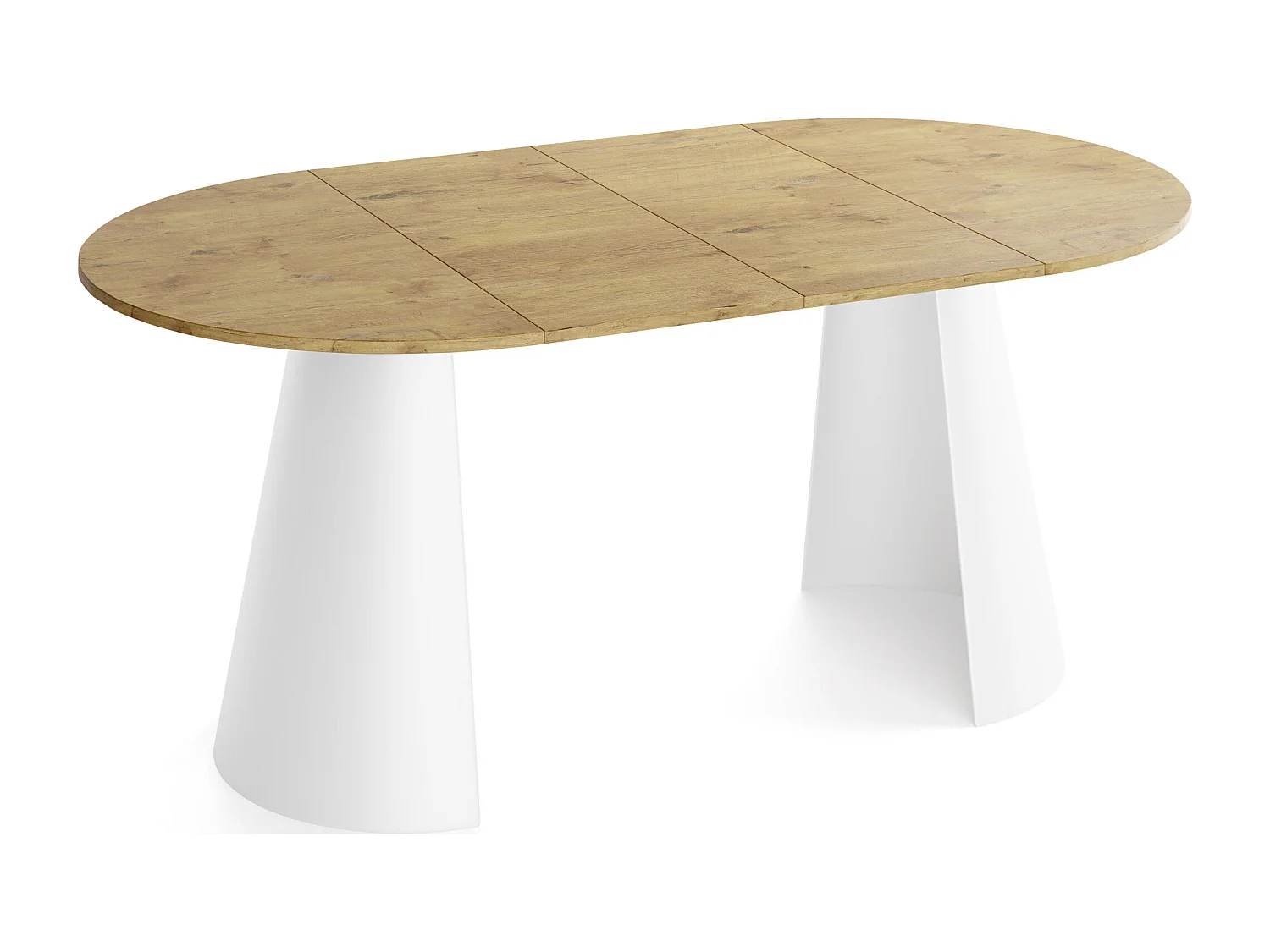 Table à Manger Ronde Extensible – 100 à 180 cm – Table Industrielle avec Pieds en Métal Coniques Blancs pour 5 à 8 Personnes – Gain de Place – Chêne Marron Noyer