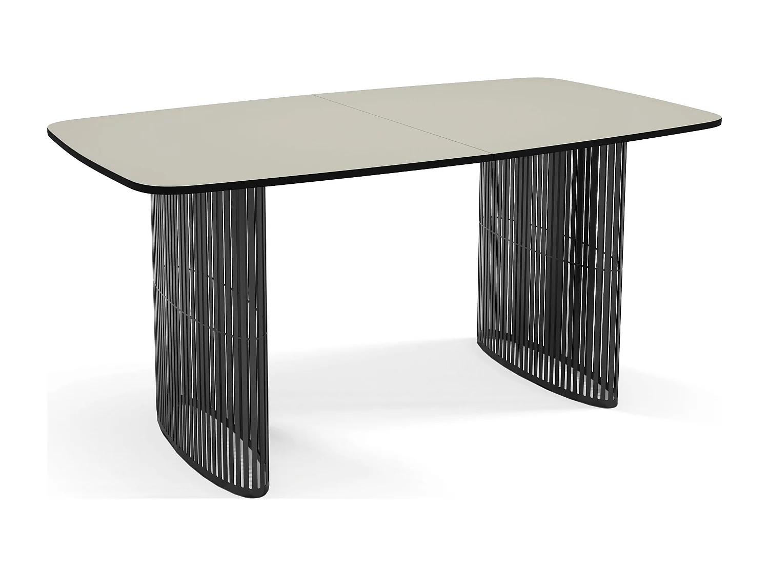 Table à Manger Rectangulaire Extensible à Lamelles Style Loft – 160 à 240 cm – Table avec Pieds en Métal Noir, Coins Arrondis pour 8-12 Personnes – Beige Cachemire