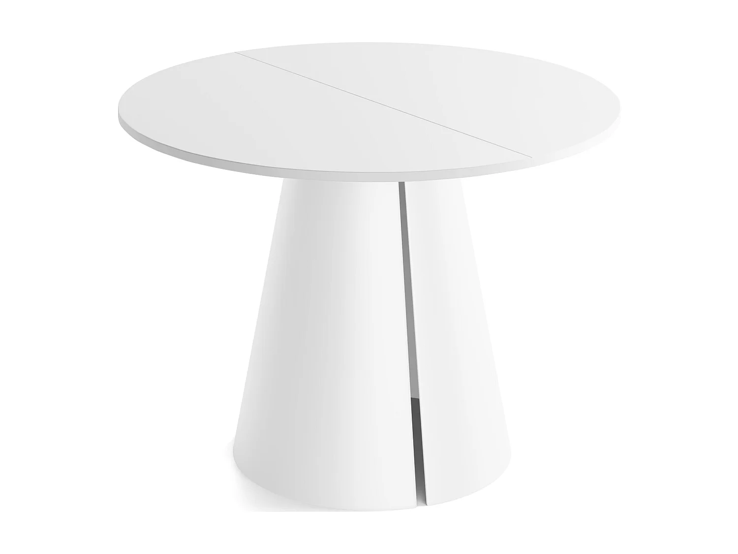 Table à Manger Ronde Extensible Style Loft – 120 à 200 cm – Table Industrielle avec Pieds en Métal Coniques Blancs pour 6 à 10 Personnes – Gain de Place – Blanc