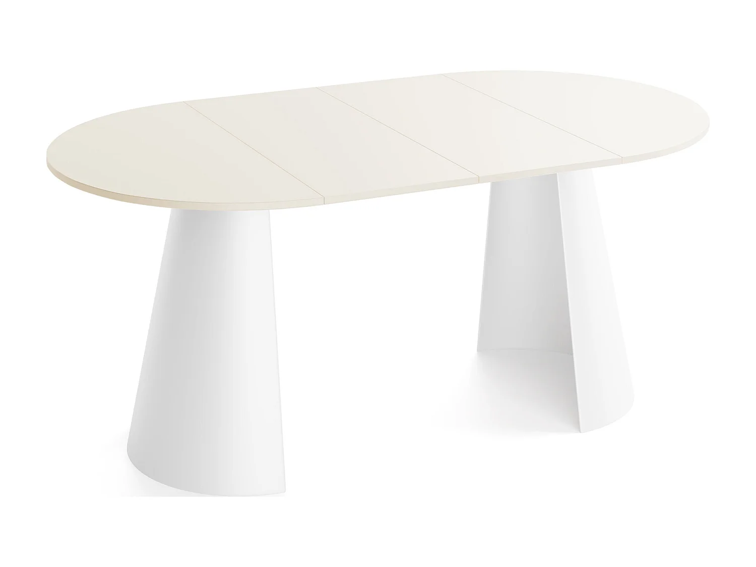 Table à Manger Ronde Extensible Loft – 120 à 200 cm – Table Industrielle avec Pieds en Métal Coniques Blancs pour 6 à 10 Personnes – Gain de Place – Beige Cachemire