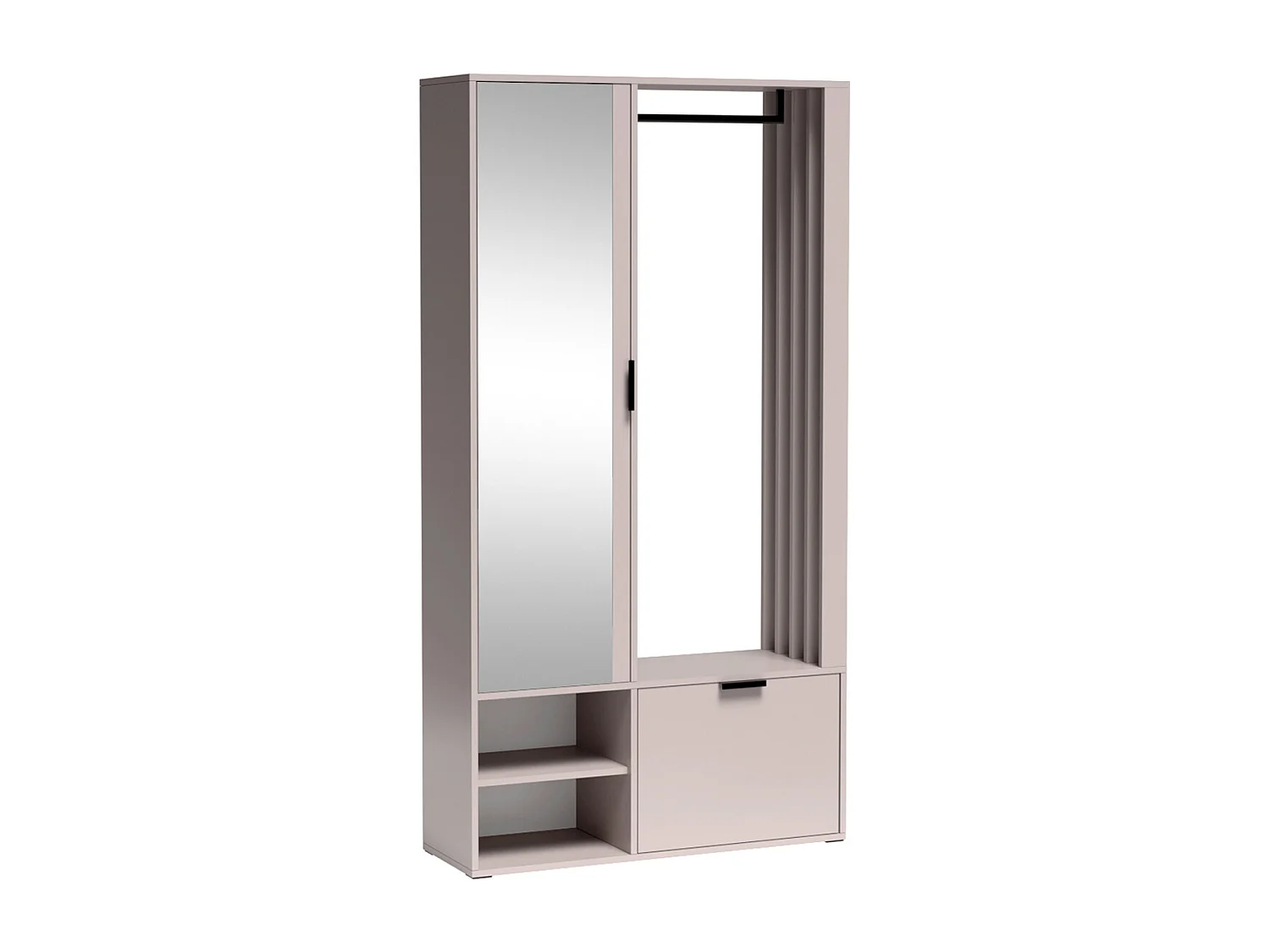 Garderoben-Set mit Spiegel & Sitzbank 100 cm – Flurgarderobe mit Kleiderstange, Ablage, Stauraum – Links oder Rechts – Beige, Kaschmir – Garderobenschrank Lena Uni