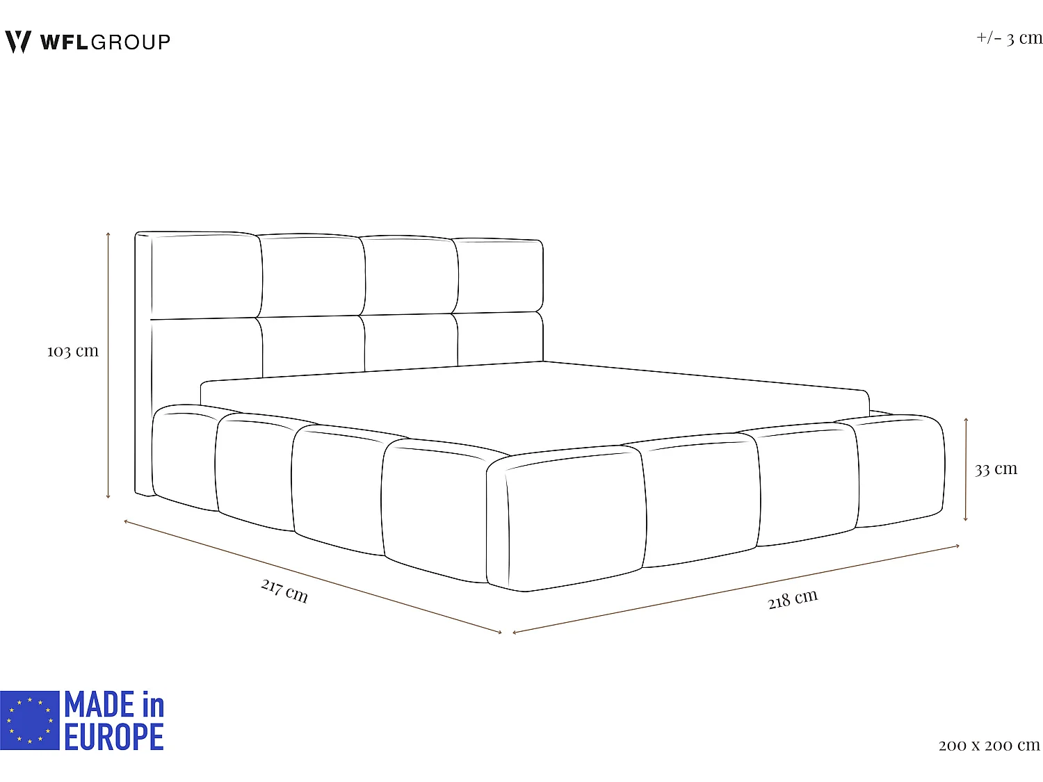 Polsterbett 200x200 mit Bettkasten und Lattenrost – Hohes Kopfteil, Boucle oder Samt Stoff – Modernes Doppelbett – Bettgestell, ohne Matratze – Tivio – Schwarz
