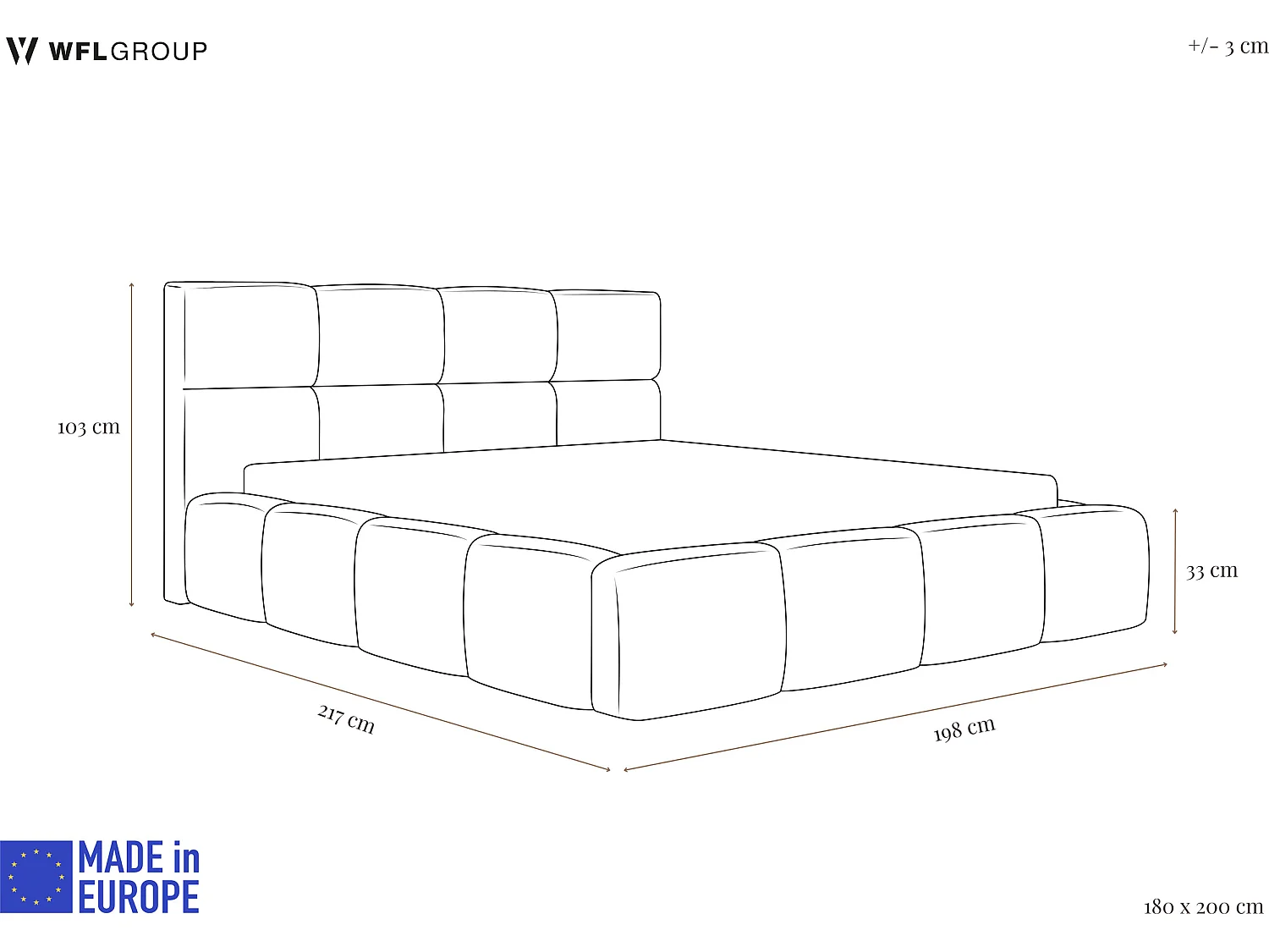 Polsterbett 180x200 mit Bettkasten und Lattenrost – Hohes Kopfteil, Boucle oder Samt Stoff – Modernes Doppelbett – Bettgestell, ohne Matratze – Tivio – Grau