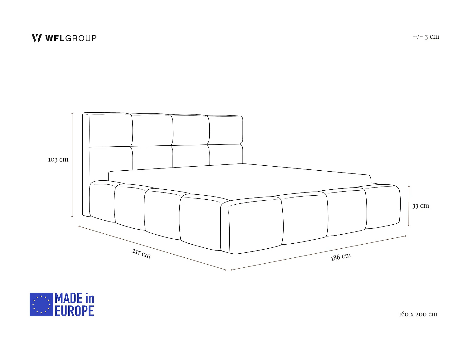 Polsterbett 160x200 mit Bettkasten und Lattenrost – Hohes Kopfteil, Boucle oder Samt Stoff – Modernes Doppelbett – Bettgestell, ohne Matratze – Tivio – Schwarz
