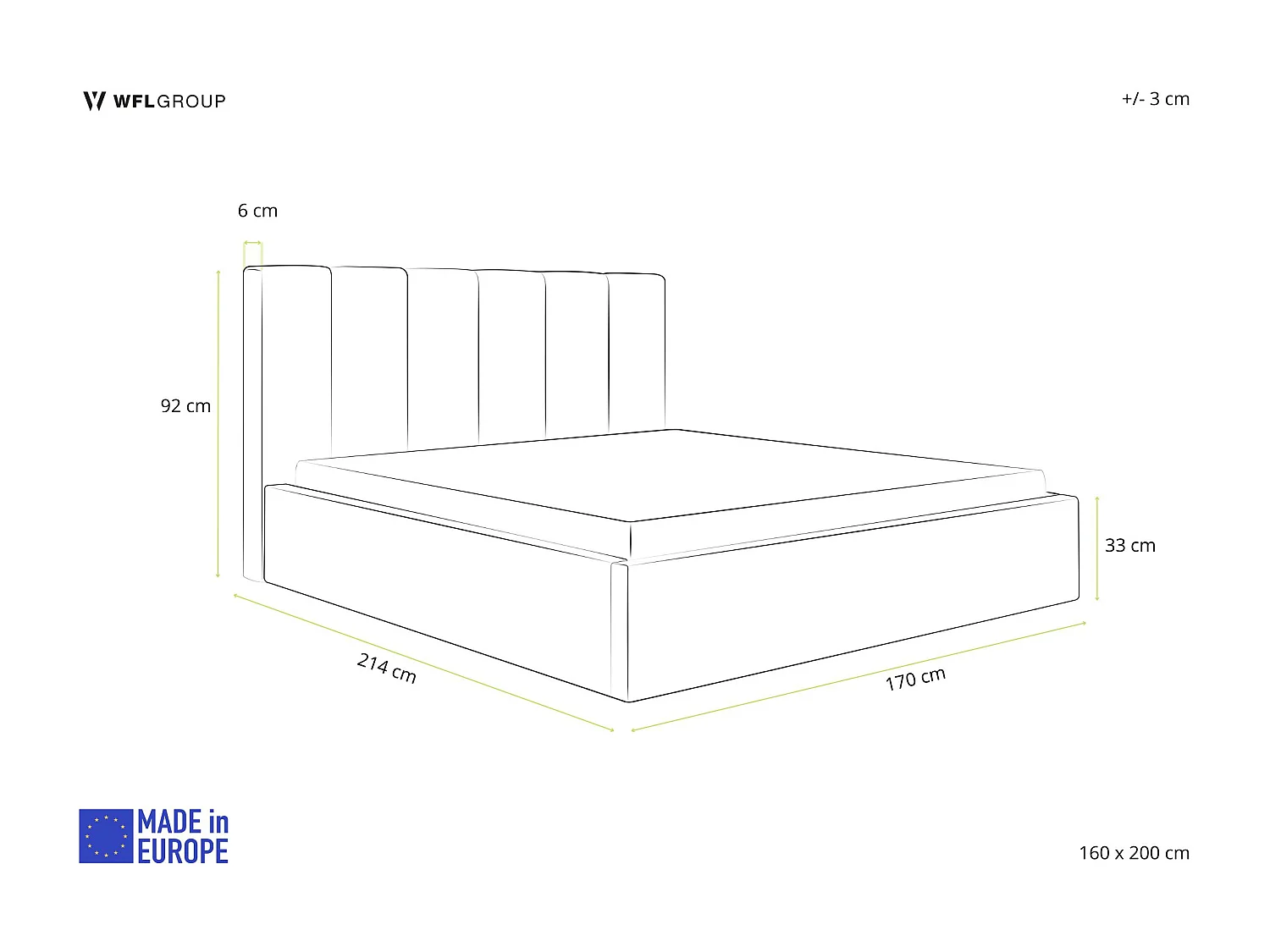 Lit capitonné 160x200 Crème Bouclé avec coffre – Cadre de lit moderne avec rangement – Amira Slim