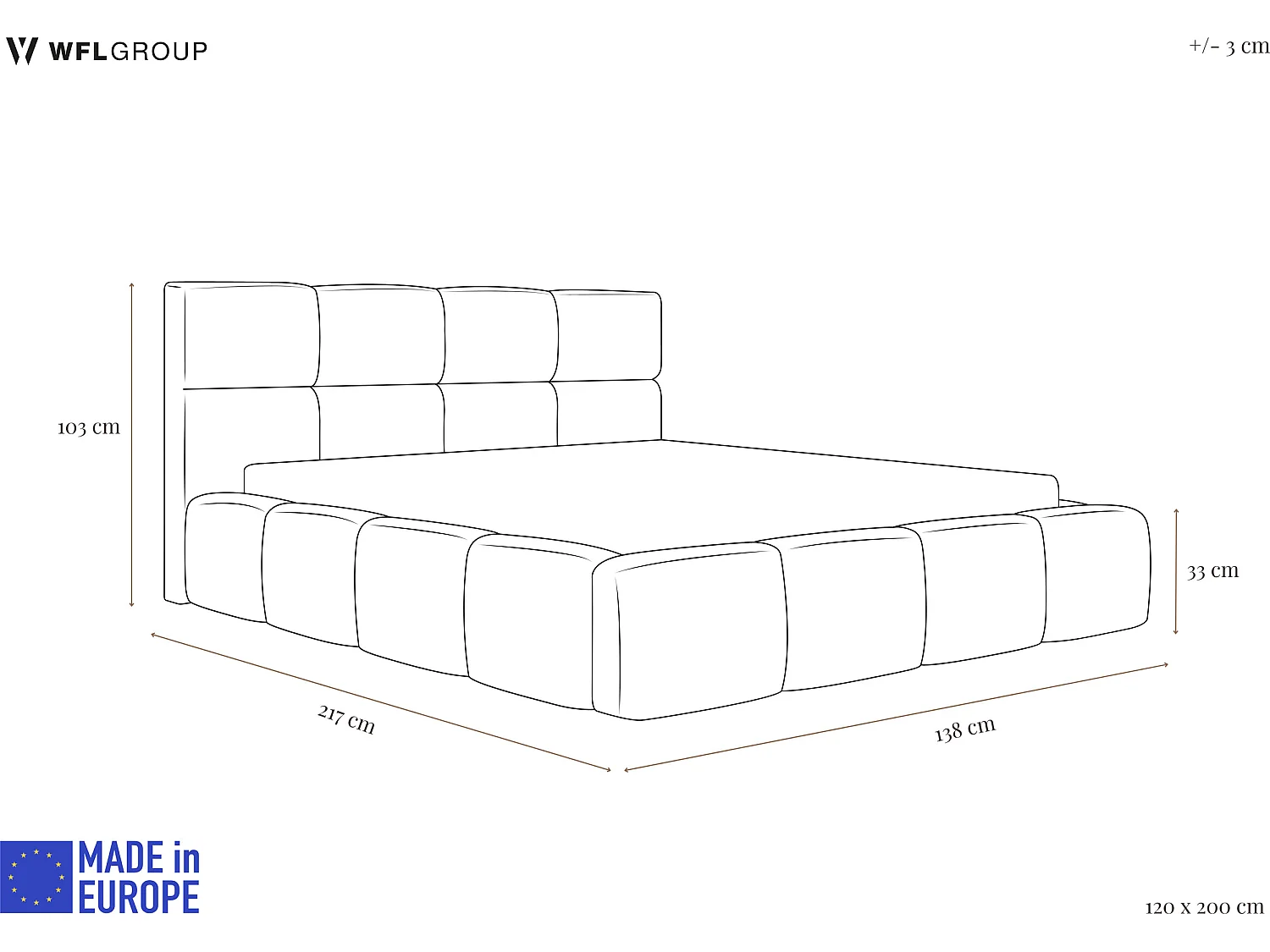 Polsterbett 120x200 mit Bettkasten und Lattenrost – Hohes Kopfteil, Boucle oder Samt Weiß – Modernes Doppelbett – Bettgestell, ohne Matratze – Tivio – Creme