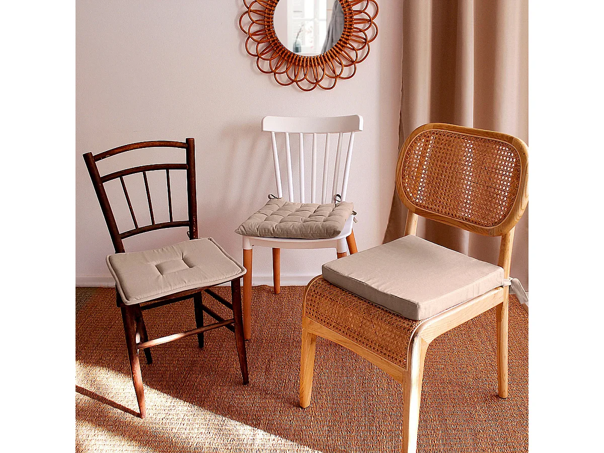 Galette de Chaise Uni "Panama" 40x40cm Naturel