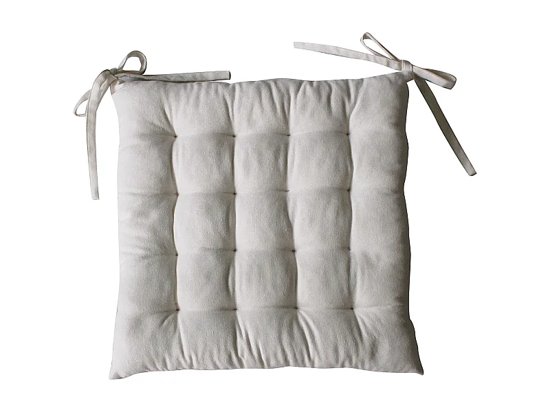 Galette de Chaise Piquée "Dune" 38x38cm Écru