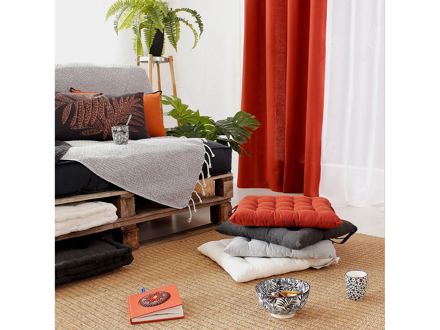 Stuhlkissen aus recycelter Baumwolle 38 x 38 cm