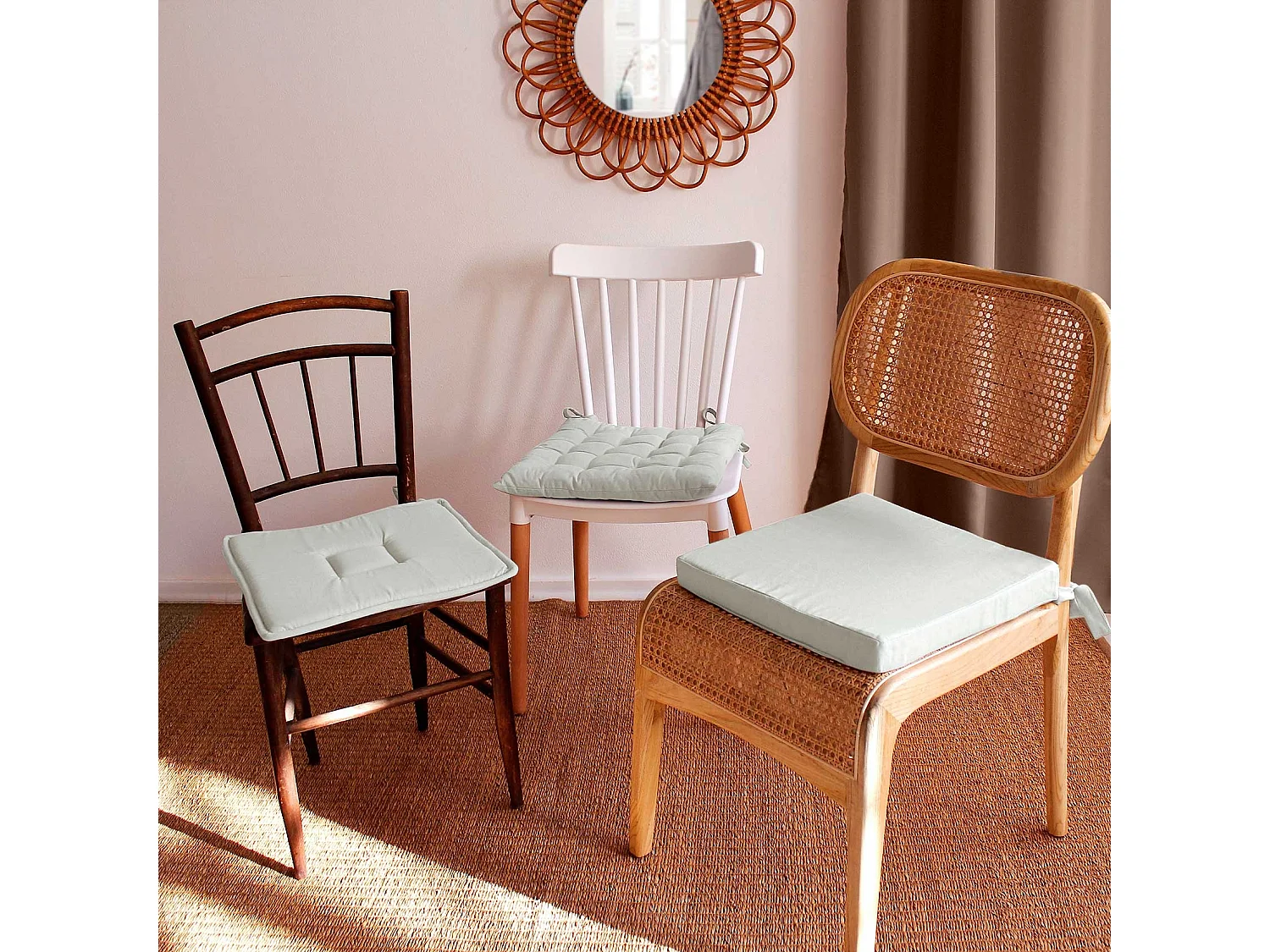 Galette de Chaise Uni "Panama" 40x40cm Gris Clair