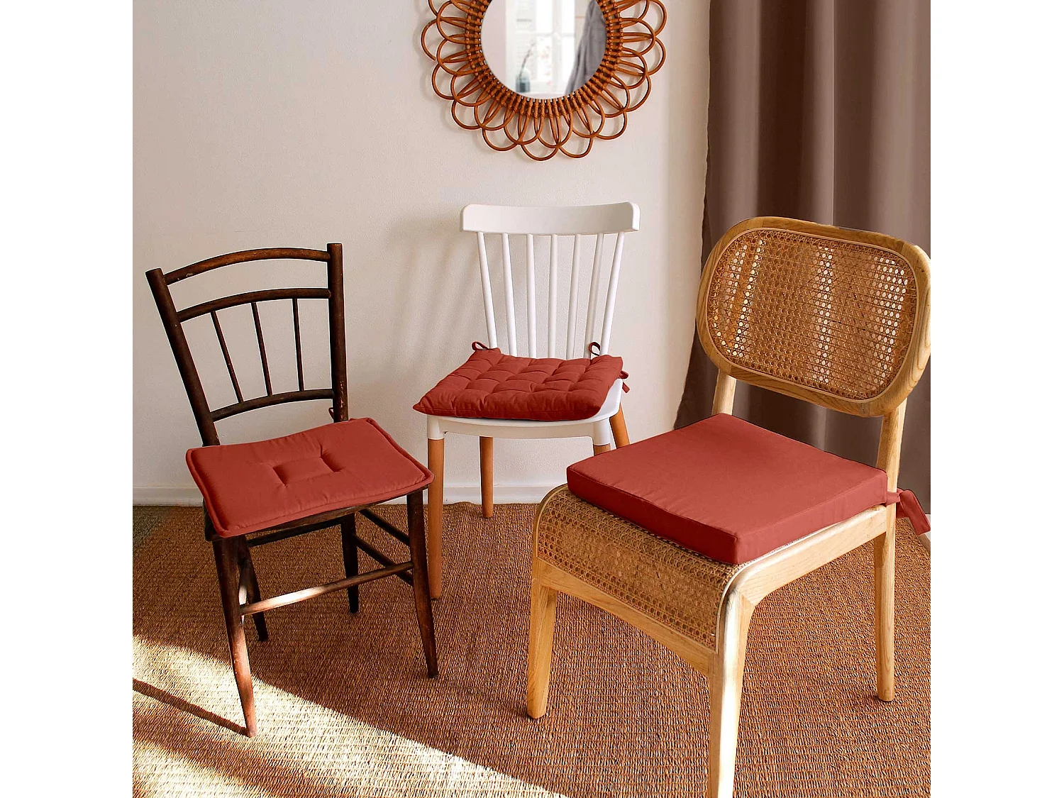 Galette de Chaise Uni "Panama" 40x40cm Terracotta