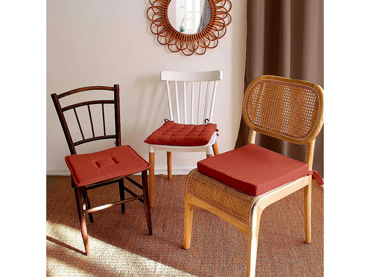 Galette de Chaise Uni "Panama" 40x40cm Terracotta