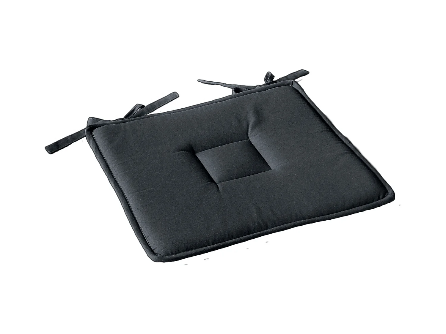 Einfaches flaches Kissen mit Paspelierung und Bändern 40 x 40 cm