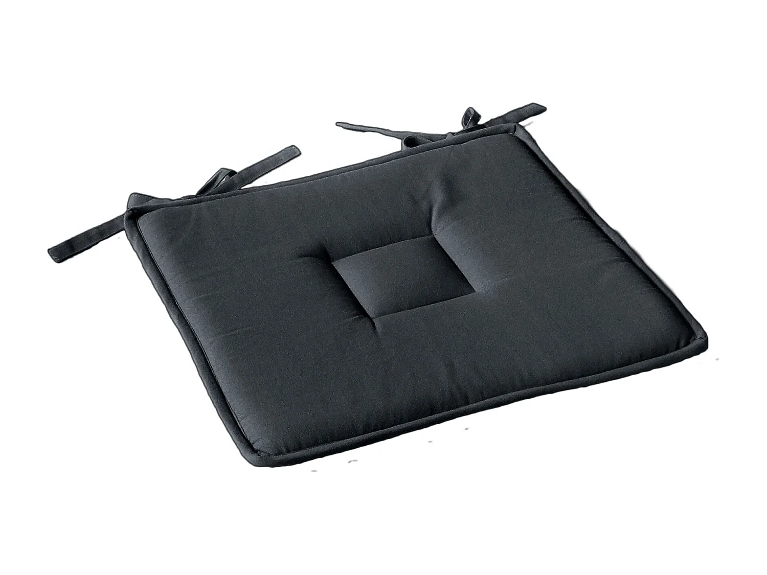 Einfaches flaches Kissen mit Paspelierung und Bändern 40 x 40 cm