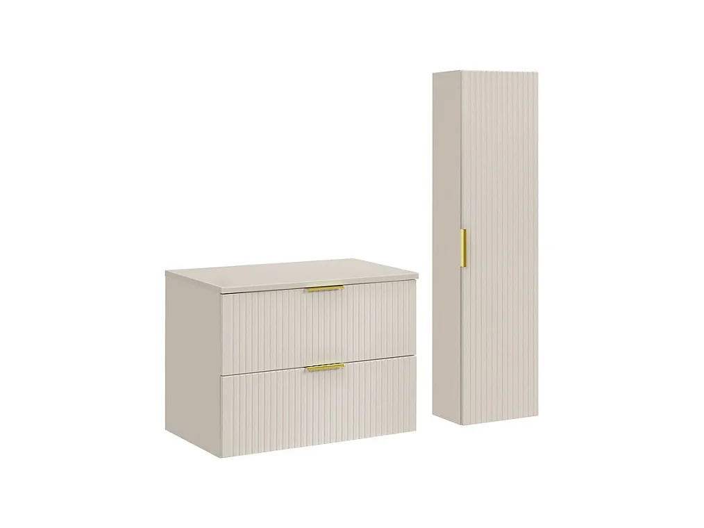 Ensemble de salle de bains NOXERA 80 cm – Marron congo – Plan vasque + colonne
