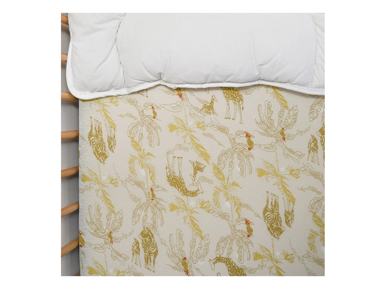 Drap housse Jersey enfant imprimé animaux de la savane