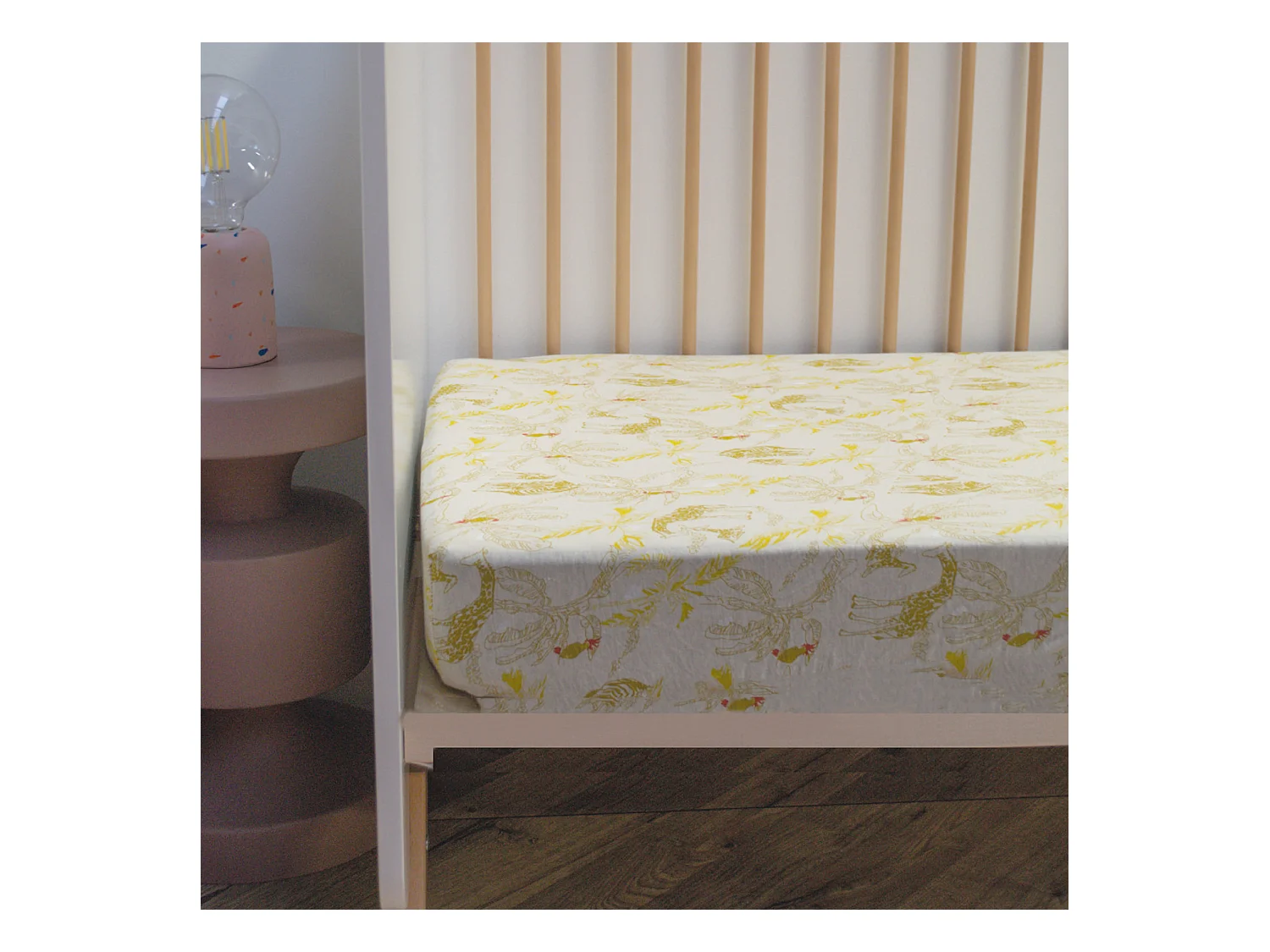 Drap housse Jersey enfant imprimé animaux de la savane