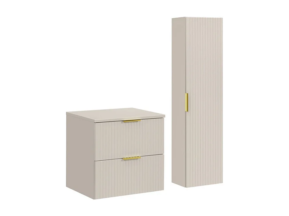 Ensemble de salle de bains NOXERA 60 cm Cashmere – Marron congo – Plan vasque + colonne