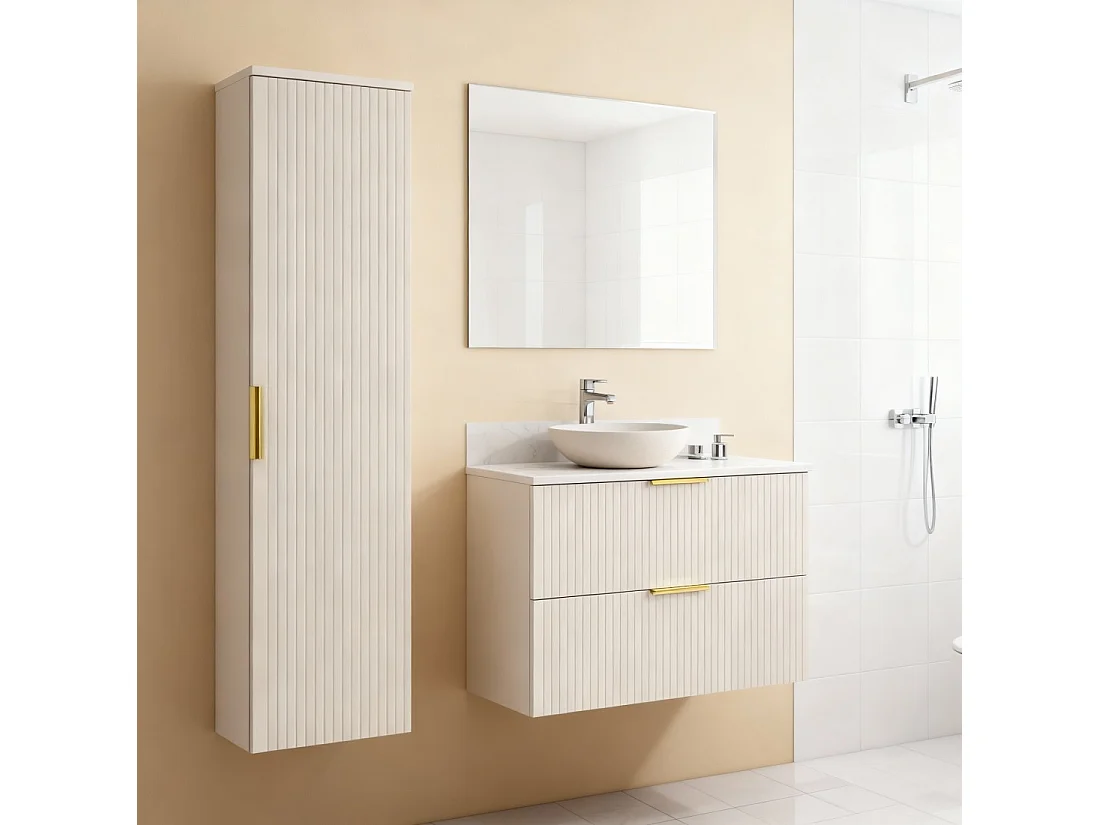 Ensemble de salle de bains NOXERA 60 cm Cashmere – Marron congo – Plan vasque + colonne