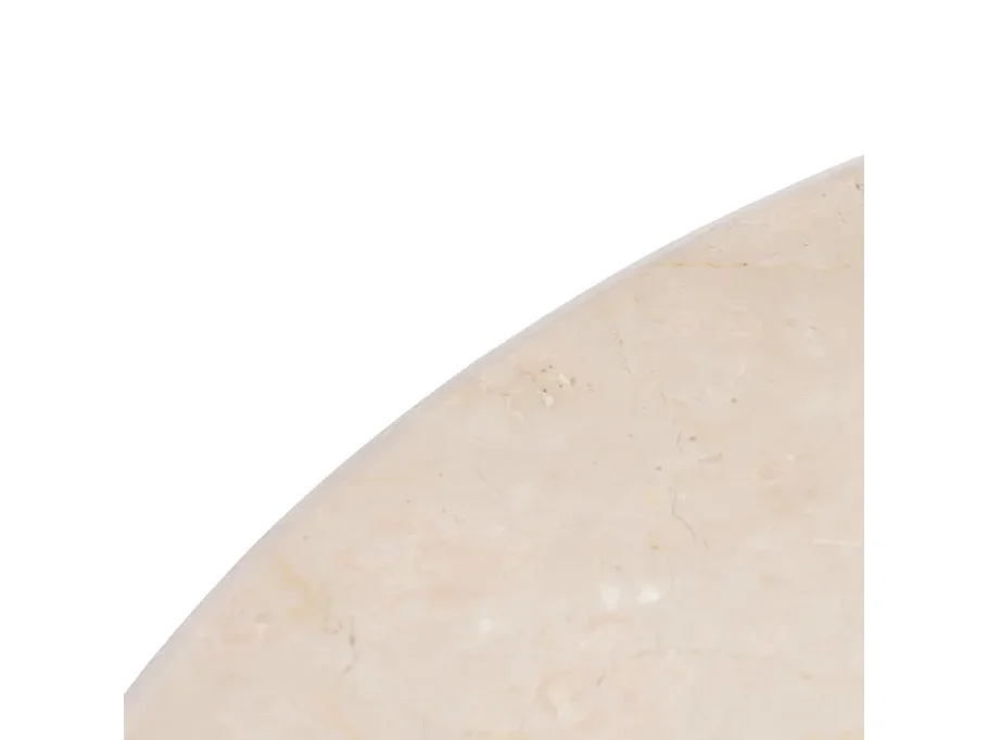 Table basse ronde 76 cm marbre crème et bois rainuré naturel MISITRA