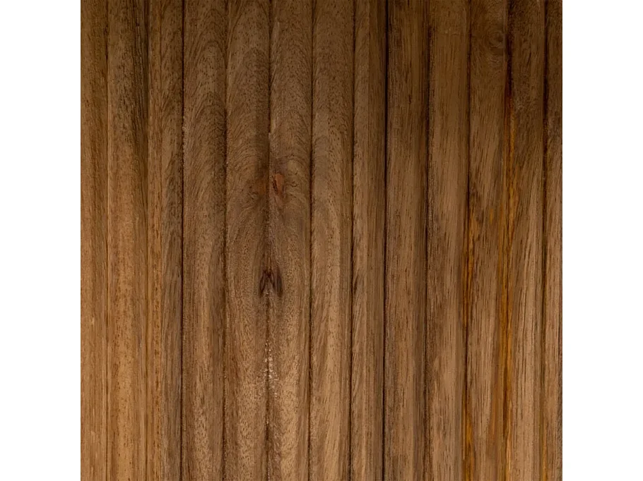 Table basse ronde 76 cm marbre crème et bois rainuré naturel MISITRA