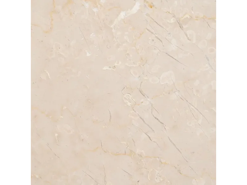 Table basse ronde 76 cm marbre crème et bois rainuré naturel MISITRA