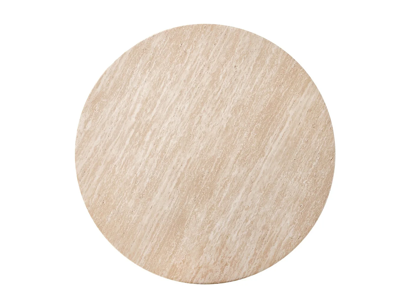 Petite table basse ronde 80 cm travertin et bois ZACK