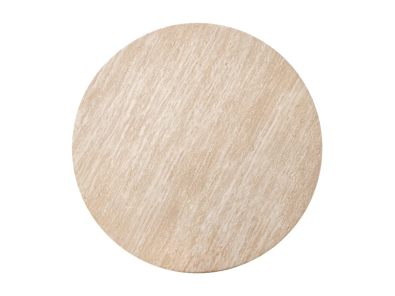 Petite table basse ronde 80 cm travertin et bois ZACK