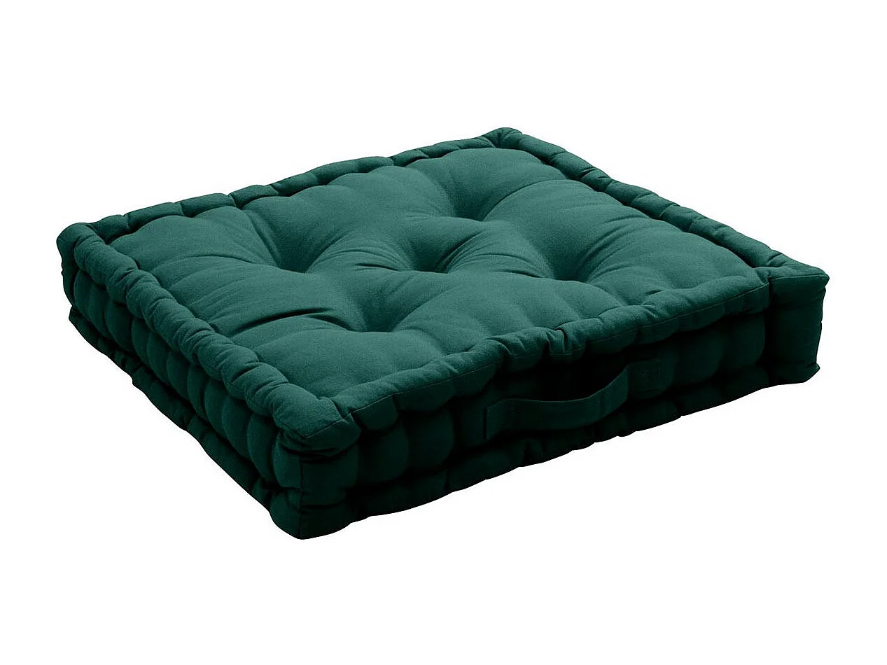 Coussin de Sol Uni "Panama" 50x50cm Vert Foncé